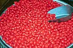 Close Up Of Red Sugar Candies Stock Photo