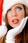 Close View Of Beautiful Christmas Woman Stock Photo