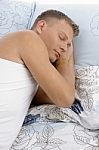 Close View Of Sleeping Young Man Stock Photo