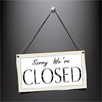 Closed Label Sign Luxury Bevel Hanging Style Stock Photo