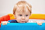 Closeup Of One Year Baby Boy Stock Photo