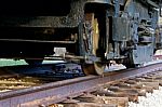 Closeup Of The Old Train Wheels Stock Photo