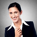 Closeup Portrait Of Smiling Business Woman Stock Photo