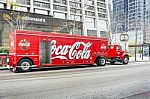 Coca Cola Truck In Chicago Stock Photo