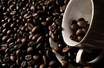 Coffe Beans And Cup Stock Photo