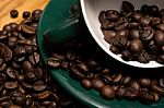 Coffe Beans And Cup Stock Photo