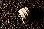 Coffe Beans And Cup Stock Photo