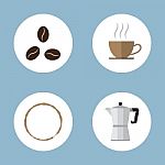 Coffee And Tea Flat Icon Set Stock Photo