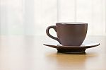 Coffee Cup On Wood Table Stock Photo