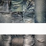 Collage Set Of Jeans Background Stock Photo