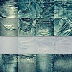 Collage Set Of Jeans Background With Blank For Text Stock Photo