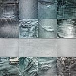 Collage Set Of Jeans Background With Blank For Text Stock Photo