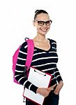 College Student Holding Clipboard Stock Photo