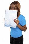 College Student Holding Notebook Stock Photo