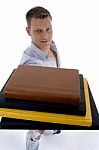 College Student Showing Books Stock Photo