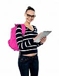 College Student Using Tablet Pc Stock Photo