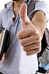 College Student With Thumbs Up Stock Photo