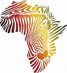 Color Map Of Africa Made Of Zebra Head And Skin Stock Photo