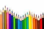 Color Pencil And Pencil On White Background Stock Photo