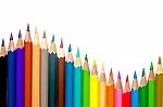 Color Pencil And Pencil On White Background Stock Photo