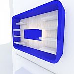 Color Shelf With White Wall Stock Photo