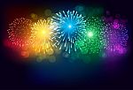 Colorful Firework On Black Background For Celebration Stock Photo