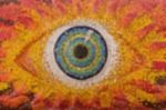 Colorful Glass Mosaic Art Shape Eyes Of God, Blurred For Backgrounds Stock Photo