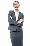 Confident Business Woman, Crossed Arms Stock Photo