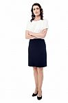 Confident Businesswoman Standing Over White Stock Photo