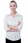 Confident Casual Smiling Business Woman Stock Photo