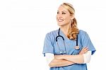 Confident Female Doctor Over White Background Stock Photo