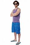 Confident Guy In Beach Wear Stock Photo