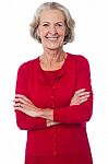 Confident Senior Smiling Woman Posing Stock Photo