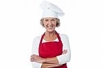 Confident Woman Chef Posing To Camera Stock Photo