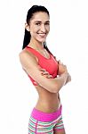 Confident Young Smiling Fit Woman Stock Photo