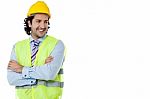 Construction Engineer Smiling Confidently Stock Photo