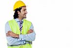 Construction Engineer Smiling Confidently Stock Photo