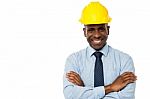 Construction Manager With Arms Folded Stock Photo