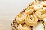 Cookies In Bamboo Bowl Stock Photo