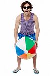 Cool Guy Playing With Beach Ball Stock Photo