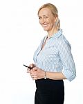 Corporate Female Using Cellphone Stock Photo