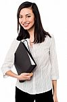 Corporate Lady Holding Business Folder Stock Photo