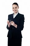 Corporate Lady Using Mobile Phone Stock Photo