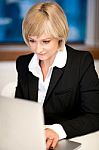 Corporate Lady Working On Laptop Stock Photo