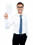 Corporate Male Holding Blank Card Stock Photo