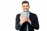 Corporate Male Operating Tablet Pc Stock Photo