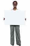 Corporate Woman Holding Blank Board Stock Photo