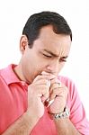 Coughing Sick Man Stock Photo