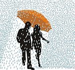 Couple In Rain Stock Photo