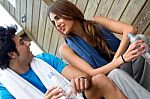 Couple Resting After Gym Workout Stock Photo